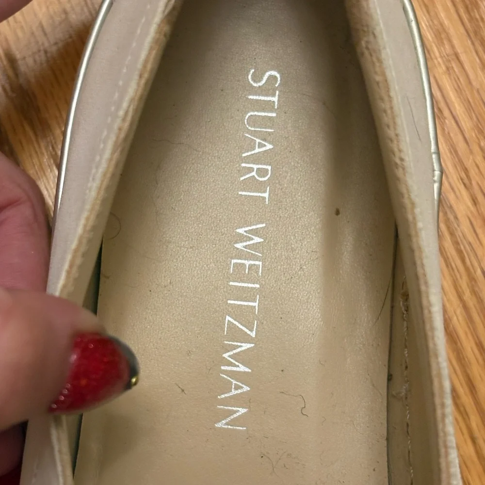 Stuart Weitzman White Embellished Slip on Sneakers - Picture 3 of 5